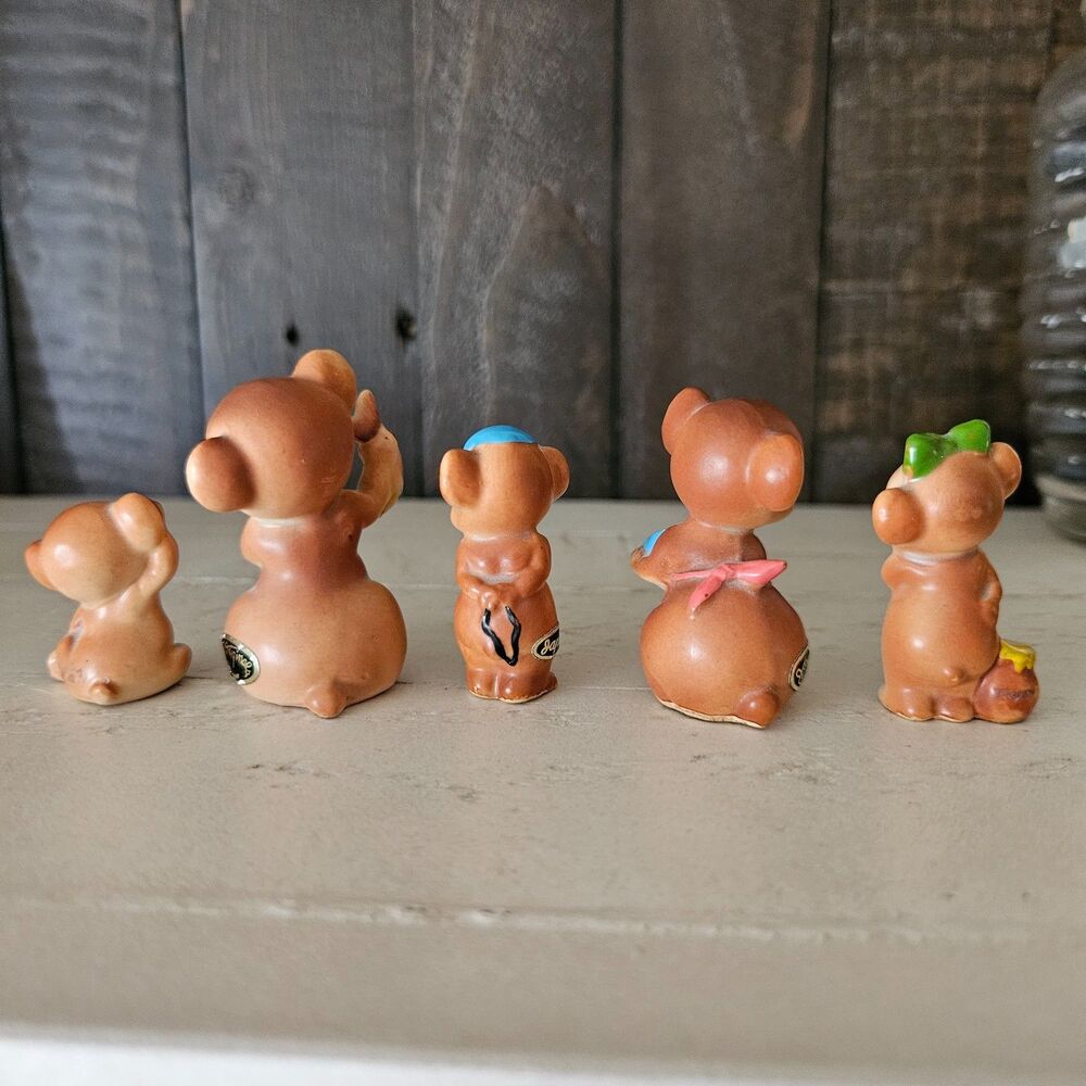 Josef Originals Bear Family Figurines Pappa With Fish Brown Hand Painted Japan - Picture 2 of 6